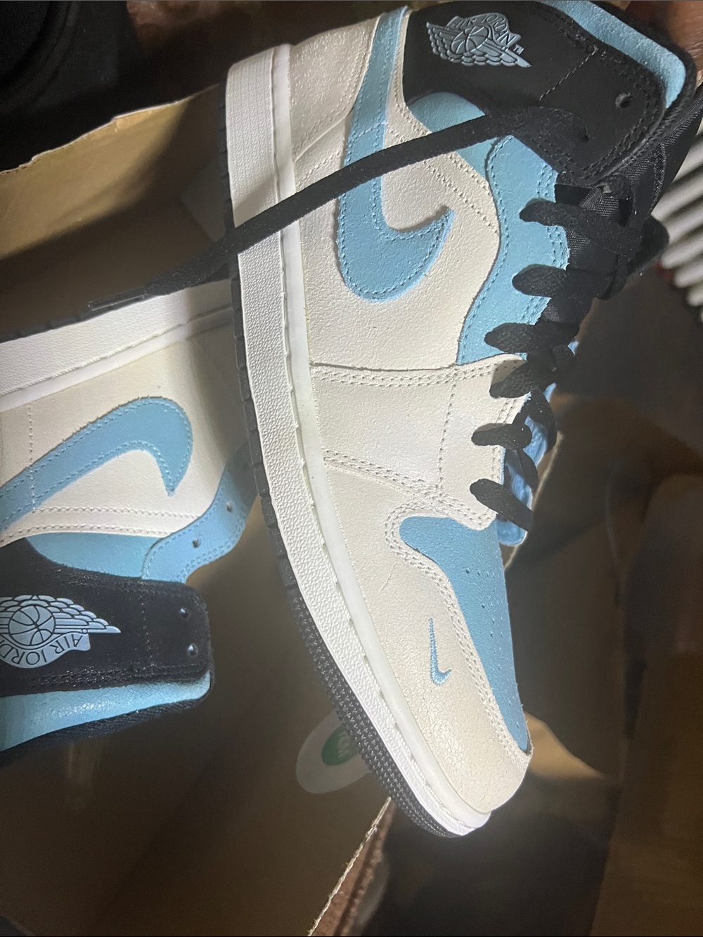 Nike Air Jordan 1 Low White/Light Blue/Black I have size 10 and 11 men’s